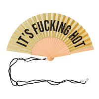 It's Fucking Hot | Gold Glitter Hand Fan
